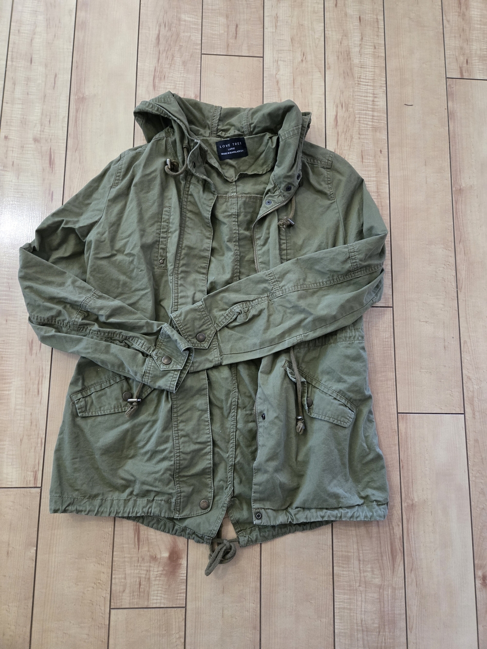 NWOT Love Tree Olive Green Hooded Anorak Jacket Womens